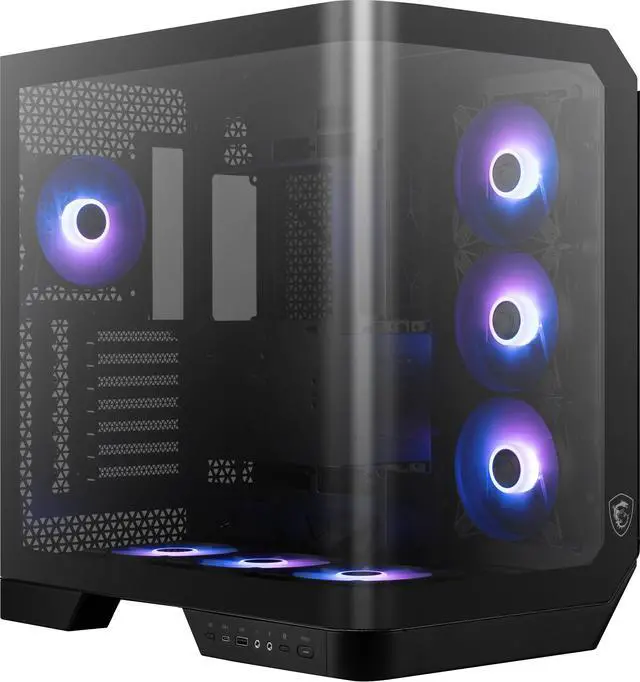 Main image of MSI MAG PANO 120R PZ - ATX Mid-Tower Gaming PC Case - 270-degree Tempered Glass Panel - Liquid Cooling Support up to 360mm Radiator - Pre-Installed 7 ARGB Fans - VGA Bracket