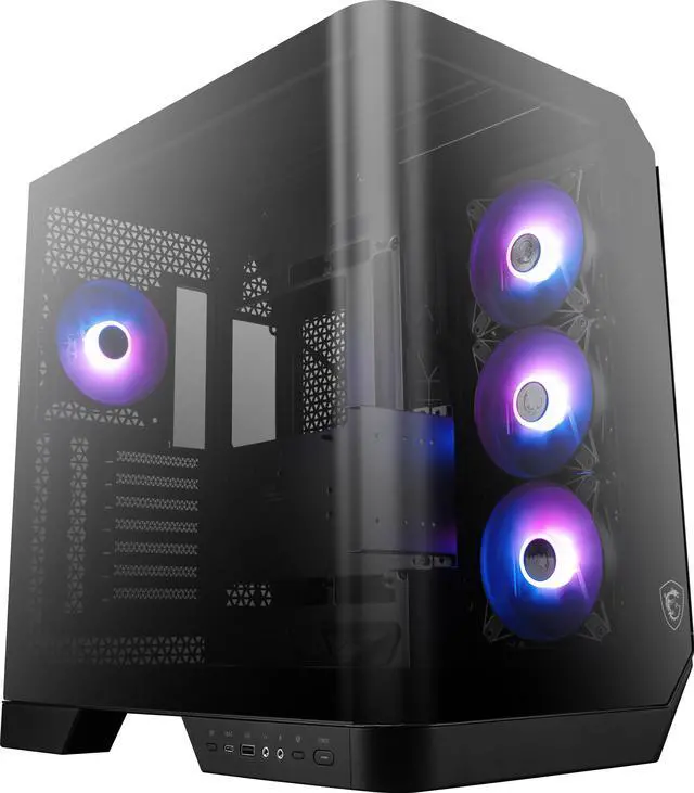 Alt view image 2 of 9 - MSI MAG PANO 120R PZ - ATX Mid-Tower Gaming PC Case - 270-degree Tempered Glass Panel - Liquid Cooling Support up to 360mm Radiator - Pre-Installed 7 ARGB Fans - VGA Bracket