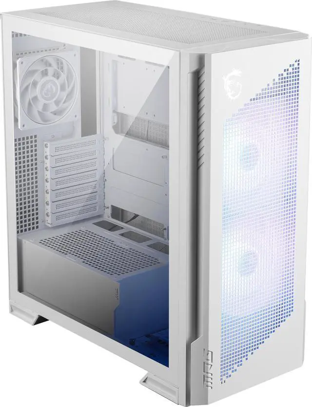 Alt view image 7 of 16 - MSI MPG Velox 300R Airflow PZ White - Mid-Tower Gaming PC Case - Tempered Glass Side Panel - 2 x 160 mm Dual Layer Blades Fans - Liquid Cooling Support up to 360mm Radiator - Mesh Panel for Airflow