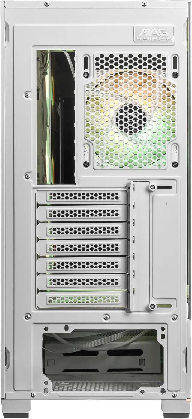 Alt view image 7 of 8 - MSI MAG PANO 110R PZ White - Mid-Tower Gaming PC Case - Tempered Glass Side Panel - 4 x 120mm ARGB Fans - Liquid Cooling Support up to 360mm Radiator - Mesh Panel for Optimized Airflow