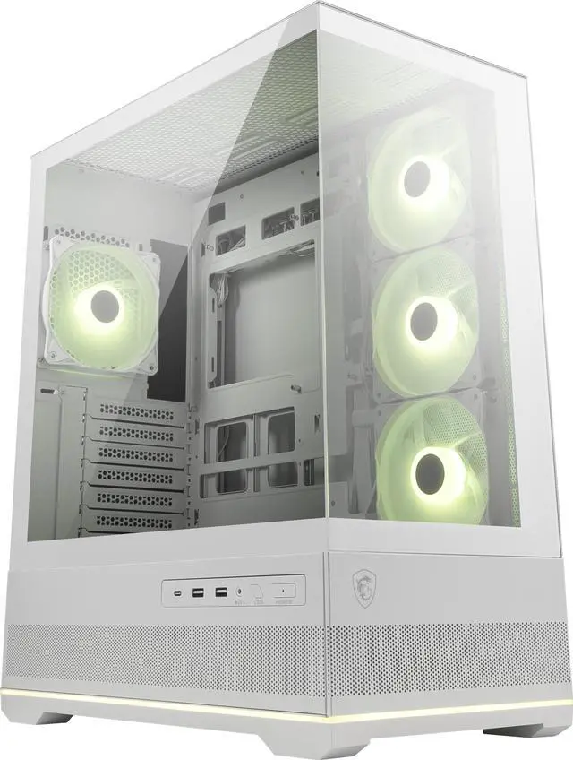 Alt view image 2 of 8 - MSI MAG PANO 110R PZ White - Mid-Tower Gaming PC Case - Tempered Glass Side Panel - 4 x 120mm ARGB Fans - Liquid Cooling Support up to 360mm Radiator - Mesh Panel for Optimized Airflow