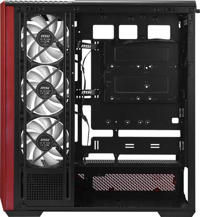 Alt view image 9 of 14 - MSI PANO 130R MLG EDITION - ATX Mid-Tower Gaming PC Case - 270-degree Tempered Glass Panel - Liquid Cooling Support up to 360mm Radiator - Pre-Installed 4x ARGB Fans