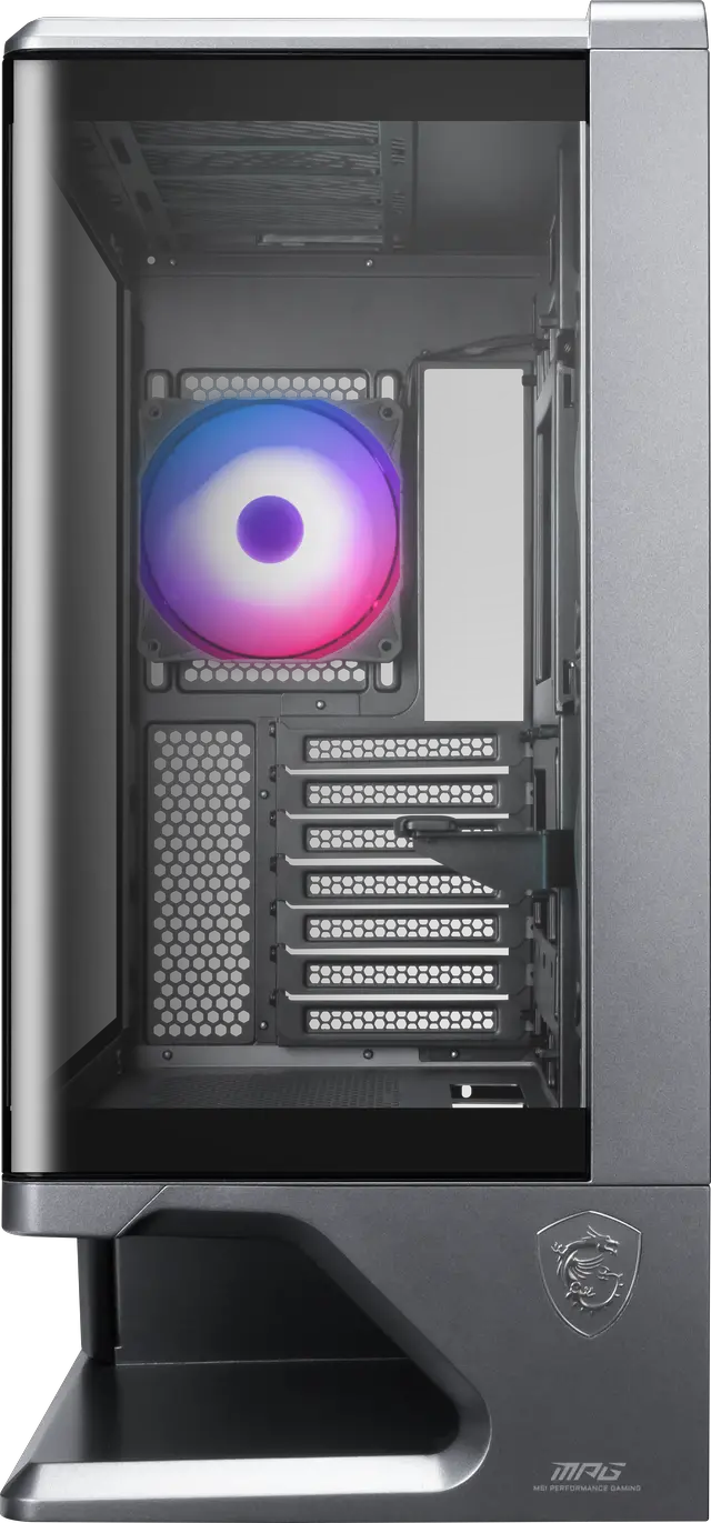 Alt view image 6 of 16 - MSI MPG VIXTA 300R PZ Mid-Tower ATX Gaming PC Case - Floating Base Design, L-Shaped Curved Glass, 3 Pre-Installed ARGB Fans, 360mm Radiator Support, GPUs up to 420mm - Black