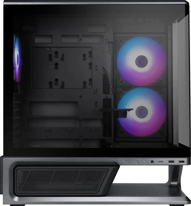 Alt view image 4 of 16 - MSI MPG VIXTA 300R PZ Mid-Tower ATX Gaming PC Case - Floating Base Design, L-Shaped Curved Glass, 3 Pre-Installed ARGB Fans, 360mm Radiator Support, GPUs up to 420mm - Black