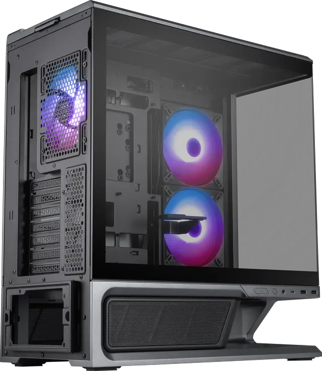 Alt view image 3 of 16 - MSI MPG VIXTA 300R PZ Mid-Tower ATX Gaming PC Case - Floating Base Design, L-Shaped Curved Glass, 3 Pre-Installed ARGB Fans, 360mm Radiator Support, GPUs up to 420mm - Black