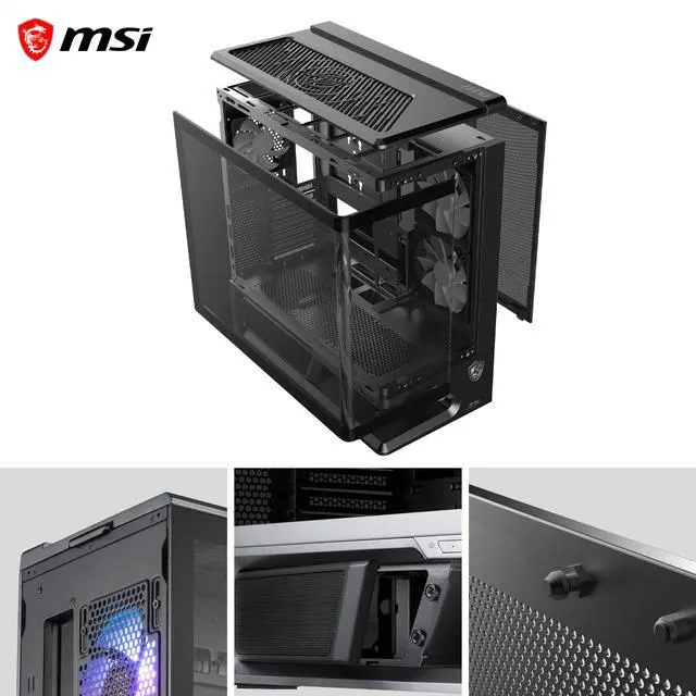 Alt view image 11 of 16 - MSI MPG VIXTA 300R PZ Mid-Tower ATX Gaming PC Case - Floating Base Design, L-Shaped Curved Glass, 3 Pre-Installed ARGB Fans, 360mm Radiator Support, GPUs up to 420mm - Black