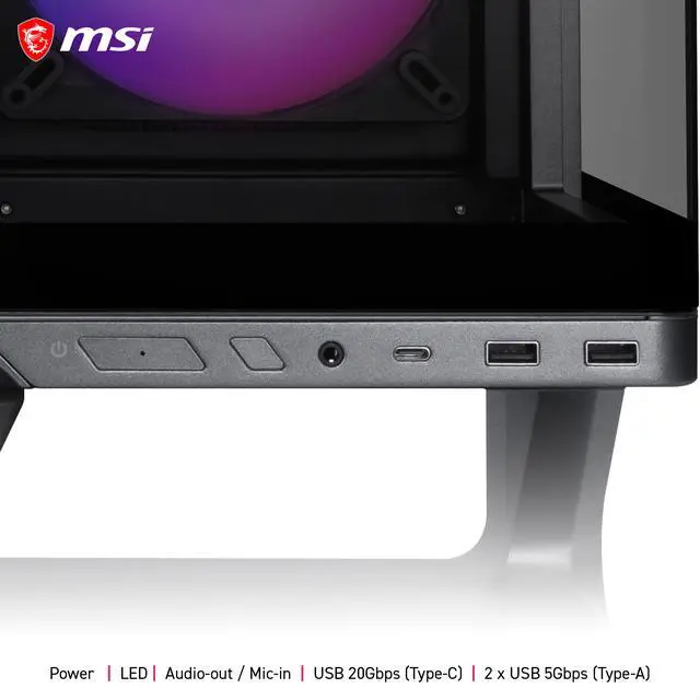 Alt view image 15 of 16 - MSI MPG VIXTA 300R PZ Mid-Tower ATX Gaming PC Case - Floating Base Design, L-Shaped Curved Glass, 3 Pre-Installed ARGB Fans, 360mm Radiator Support, GPUs up to 420mm - Black