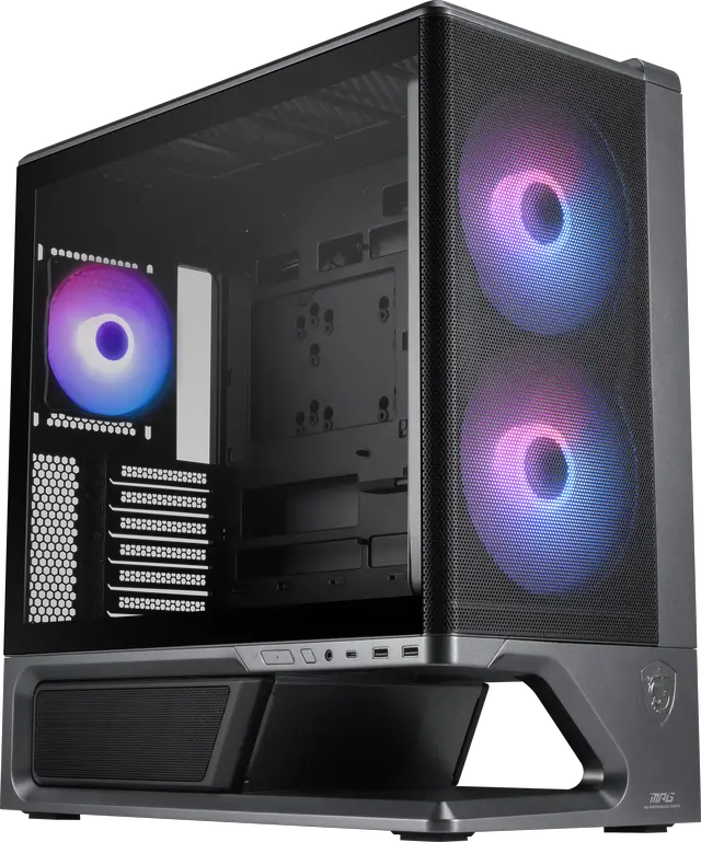 Alt view image 2 of 6 - MSI MPG VIXTA 300R AIRFLOW PZ Mid-Tower ATX Gaming PC Case - Floating Base Design, Mesh Front Panel, Dual 160mm Fans, 360mm Radiator Support, GPUs up to 420mm - Black