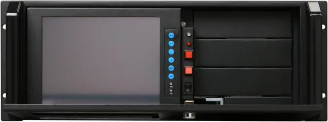 Alt view image 2 of 8 - Habey RPC-919T Steel 4U Rackmount Server Chassis with Built-in 8.4" LCD Touch Screen 3 External 5.25" Drive Bays