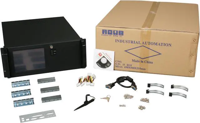 Alt view image 8 of 8 - Habey RPC-919T Steel 4U Rackmount Server Chassis with Built-in 8.4" LCD Touch Screen 3 External 5.25" Drive Bays
