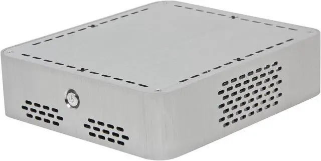 Main image of Habey EMC-600SL Silver Heavy duty 3mm aluminum; aluminum brushed texture surface Mini-ITX Chassis Super-slim Mini ITX Aluminum HTPC/NAS/Server PC Case 12V DC 120W ATX power supply with 12V 5A power adapter, 20+4 - OEM