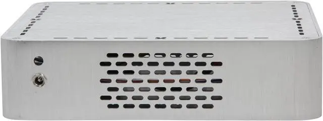 Alt view image 3 of 5 - Habey EMC-600SL Silver Heavy duty 3mm aluminum; aluminum brushed texture surface Mini-ITX Chassis Super-slim Mini ITX Aluminum HTPC/NAS/Server PC Case 12V DC 120W ATX power supply with 12V 5A power adapter, 20+4 - OEM