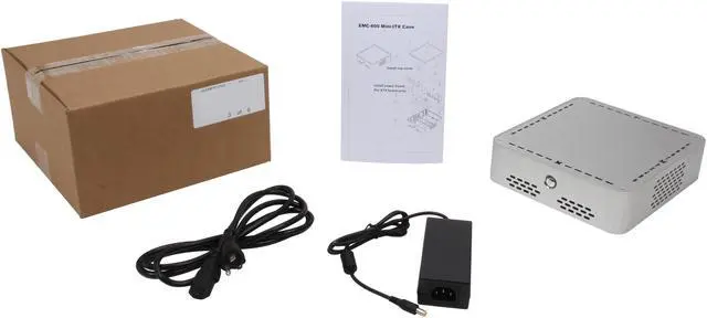 Alt view image 5 of 5 - Habey EMC-600SL Silver Heavy duty 3mm aluminum; aluminum brushed texture surface Mini-ITX Chassis Super-slim Mini ITX Aluminum HTPC/NAS/Server PC Case 12V DC 120W ATX power supply with 12V 5A power adapter, 20+4 - OEM