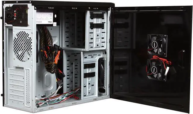 Alt view image 5 of 9 - Sentey Deluxe Series DS1-4246 Mid Tower Case 300w 4x Fan (2 x 80mm - 2 x 120mm)/ 2 x USB / Piano Black Paint / ATX- MATX / LCD PANEL / Screwless