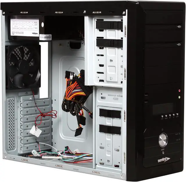 Alt view image 7 of 9 - Sentey Deluxe Series DS1-4246 Mid Tower Case 300w 4x Fan (2 x 80mm - 2 x 120mm)/ 2 x USB / Piano Black Paint / ATX- MATX / LCD PANEL / Screwless