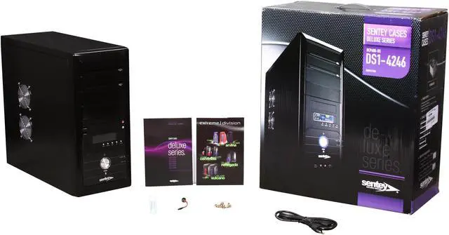 Alt view image 9 of 9 - Sentey Deluxe Series DS1-4246 Mid Tower Case 300w 4x Fan (2 x 80mm - 2 x 120mm)/ 2 x USB / Piano Black Paint / ATX- MATX / LCD PANEL / Screwless