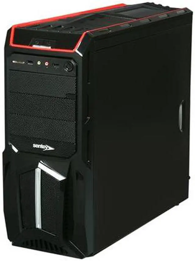 Alt view image 3 of 10 - Sentey Optimus Extreme Division Tower Case - RED 3 x LED FAN / 1 120mm Rear FAN /2 x USB / Card Rdr / Fan Control /4 x Removable Bays / Screwless