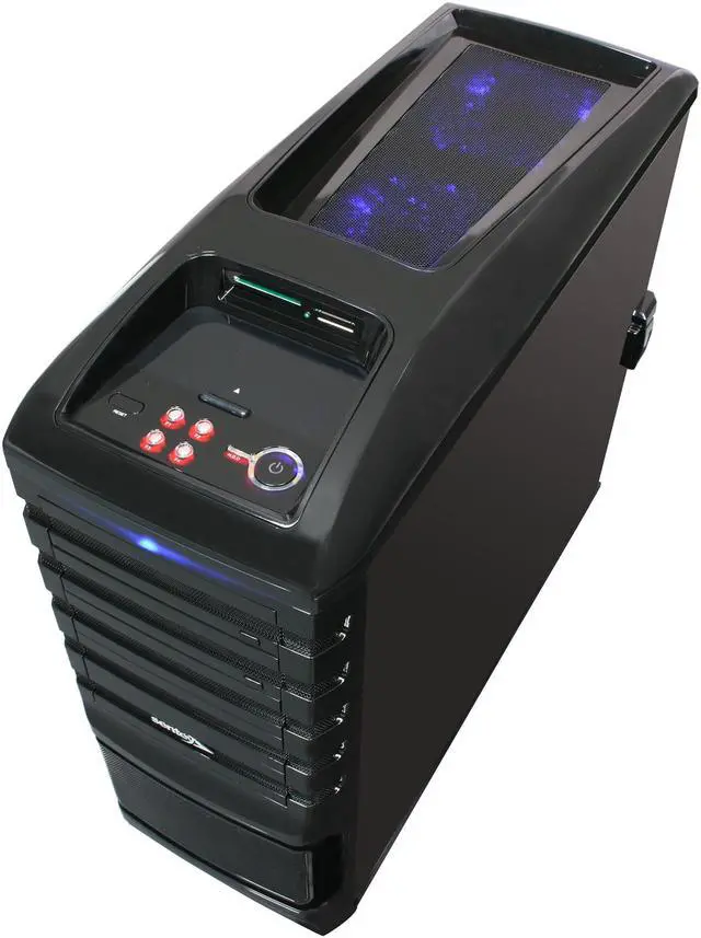Alt view image 8 of 10 - Sentey Burton Extreme Division Tower Case 6x Fan LED/ 4 x USB / Multi Card Reader / 4 x Fan Control / E-SATA / 6 x Removable Aluminum Bays / Screwless