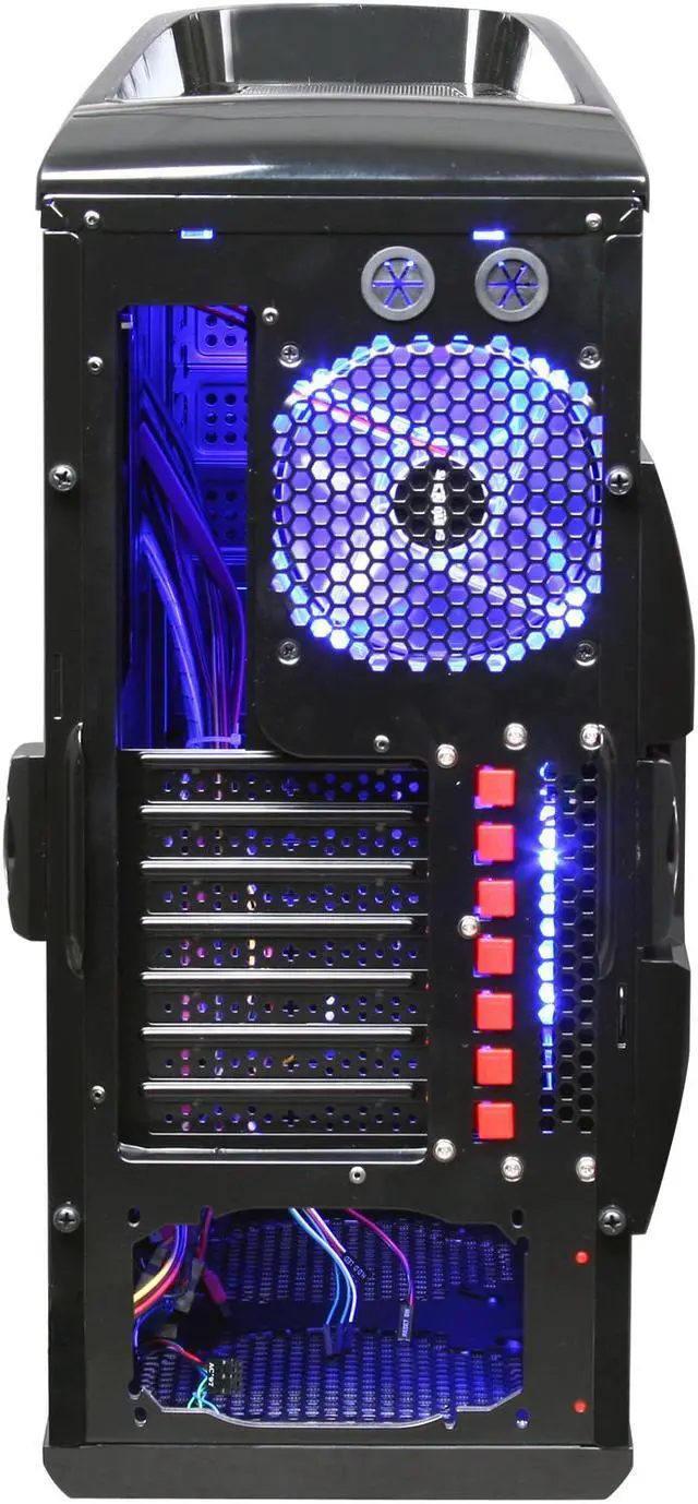 Alt view image 9 of 10 - Sentey Burton Extreme Division Tower Case 6x Fan LED/ 4 x USB / Multi Card Reader / 4 x Fan Control / E-SATA / 6 x Removable Aluminum Bays / Screwless
