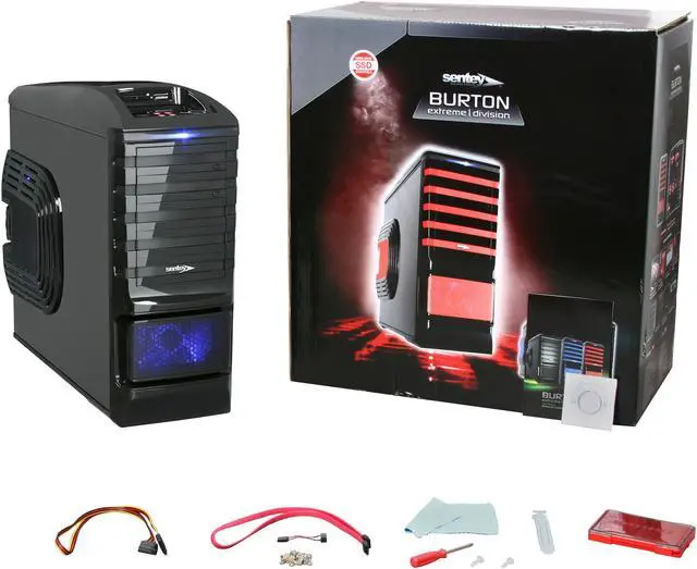 Alt view image 10 of 10 - Sentey Burton Extreme Division Tower Case 6x Fan LED/ 4 x USB / Multi Card Reader / 4 x Fan Control / E-SATA / 6 x Removable Aluminum Bays / Screwless