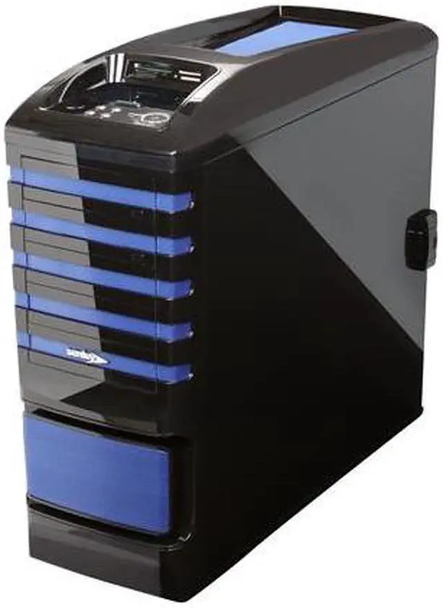 Alt view image 3 of 10 - Sentey Extreme Division GS-6500B Burton Blue Tower Case 6x Fan LED/ 4 x USB / Multi Card Reader / 4 x Fan Control / E-SATA / 6 x Removable Aluminum Bays / Screwless