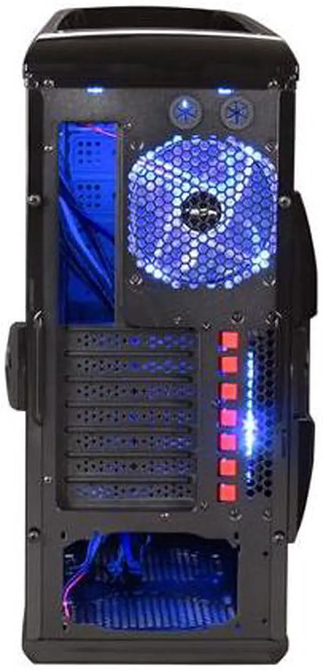 Alt view image 9 of 10 - Sentey Extreme Division GS-6500B Burton Blue Tower Case 6x Fan LED/ 4 x USB / Multi Card Reader / 4 x Fan Control / E-SATA / 6 x Removable Aluminum Bays / Screwless