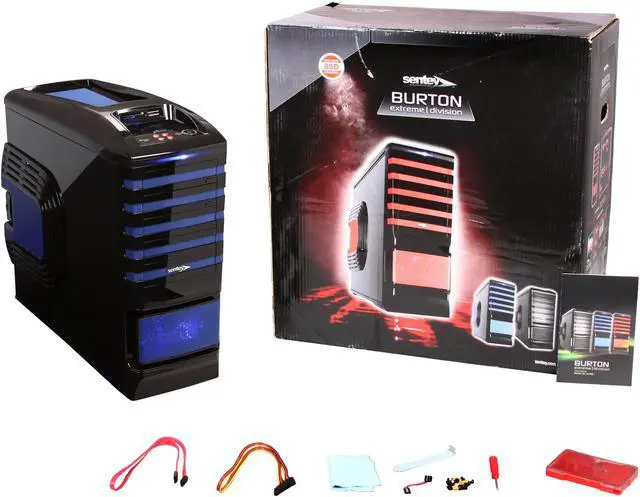 Alt view image 10 of 10 - Sentey Extreme Division GS-6500B Burton Blue Tower Case 6x Fan LED/ 4 x USB / Multi Card Reader / 4 x Fan Control / E-SATA / 6 x Removable Aluminum Bays / Screwless