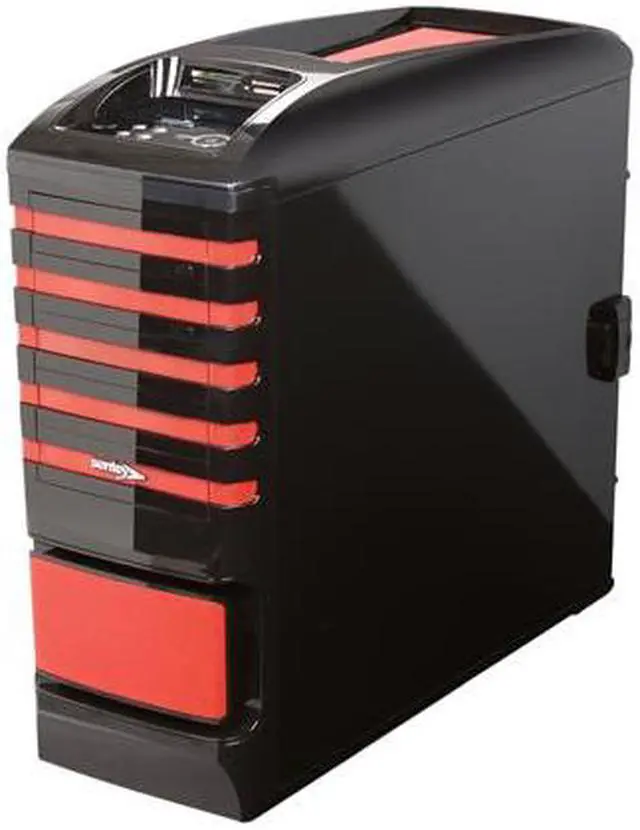 Alt view image 3 of 10 - Sentey Extreme Division GS-6500R Burton Red Tower Case 6x Fan LED/ 4 x USB / Multi Card Reader / 4 x Fan Control / E-SATA / 6 x Removable Aluminum Bays / Screwless