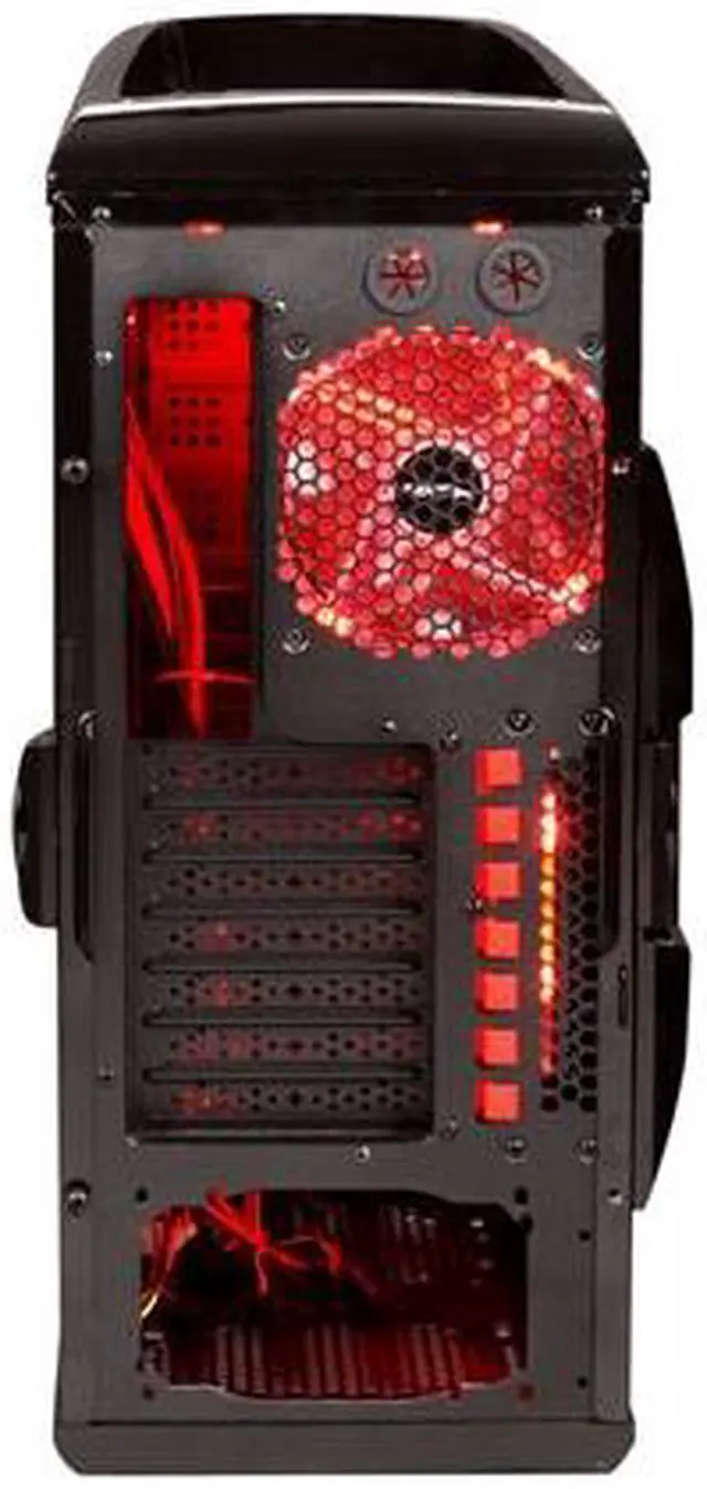 Alt view image 8 of 10 - Sentey Extreme Division GS-6500R Burton Red Tower Case 6x Fan LED/ 4 x USB / Multi Card Reader / 4 x Fan Control / E-SATA / 6 x Removable Aluminum Bays / Screwless