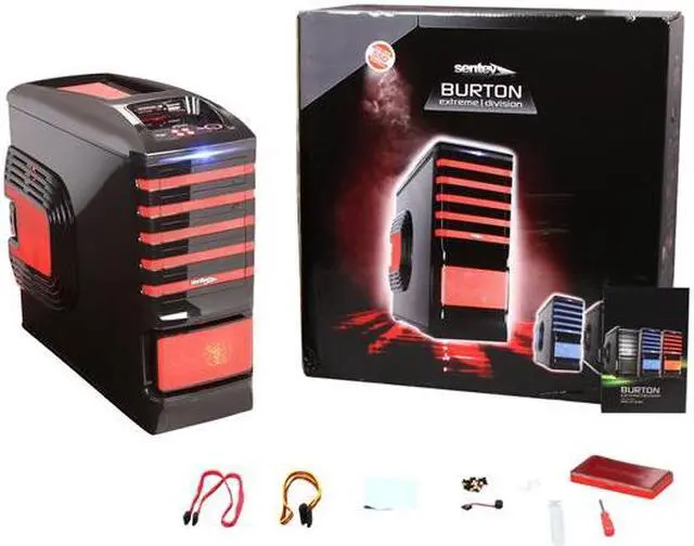 Alt view image 10 of 10 - Sentey Extreme Division GS-6500R Burton Red Tower Case 6x Fan LED/ 4 x USB / Multi Card Reader / 4 x Fan Control / E-SATA / 6 x Removable Aluminum Bays / Screwless