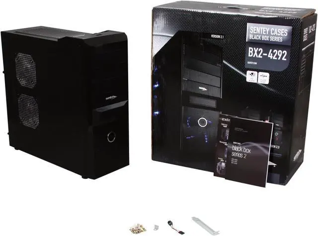 Alt view image 11 of 11 - Sentey Black Box Series BX2-4292 v2.1 Mid Tower Computer 	Case / HD Audio / SECC 0.7mm / 4x USB /E-Sata / 4x 120mm Fans (+ 3 Optional) / HD CAGE / ATX-MATX-ITX