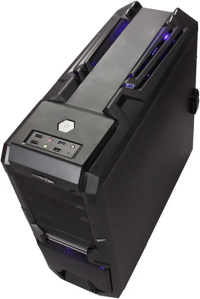Alt view image 5 of 10 - Sentey Extreme Division GS-6600 Wolf Black 1mm SECC ATX Full Tower Computer Case with 2 x USB 3.0, 6 x LED Fans Included, Tool-Less