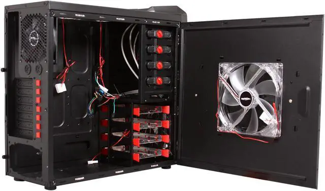 Alt view image 6 of 10 - Sentey Extreme Division GS-6050 Halcon Black SECC ATX Mid Tower Computer Case with Removable Aluminum 3.5" Drive Tray, 180mm Fan Included, Tool-Less