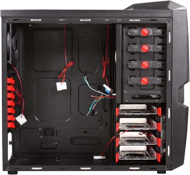Alt view image 7 of 10 - Sentey Extreme Division GS-6050 Halcon Black SECC ATX Mid Tower Computer Case with Removable Aluminum 3.5" Drive Tray, 180mm Fan Included, Tool-Less