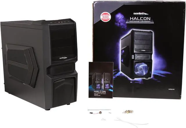 Alt view image 10 of 10 - Sentey Extreme Division GS-6050 Halcon Black SECC ATX Mid Tower Computer Case with Removable Aluminum 3.5" Drive Tray, 180mm Fan Included, Tool-Less