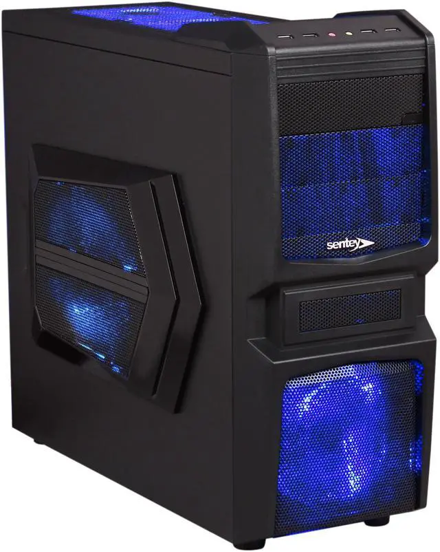 Main image of Sentey Extreme Division GS-6050 Halcon Black SECC ATX Mid Tower Computer Case with Removable Aluminum 3.5" Drive Tray, 180mm Fan Included, Tool-Less