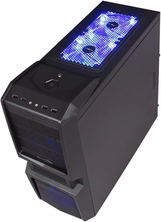 Alt view image 5 of 10 - Sentey Extreme Division GS-6050 Halcon Black SECC ATX Mid Tower Computer Case with Removable Aluminum 3.5" Drive Tray, 180mm Fan Included, Tool-Less