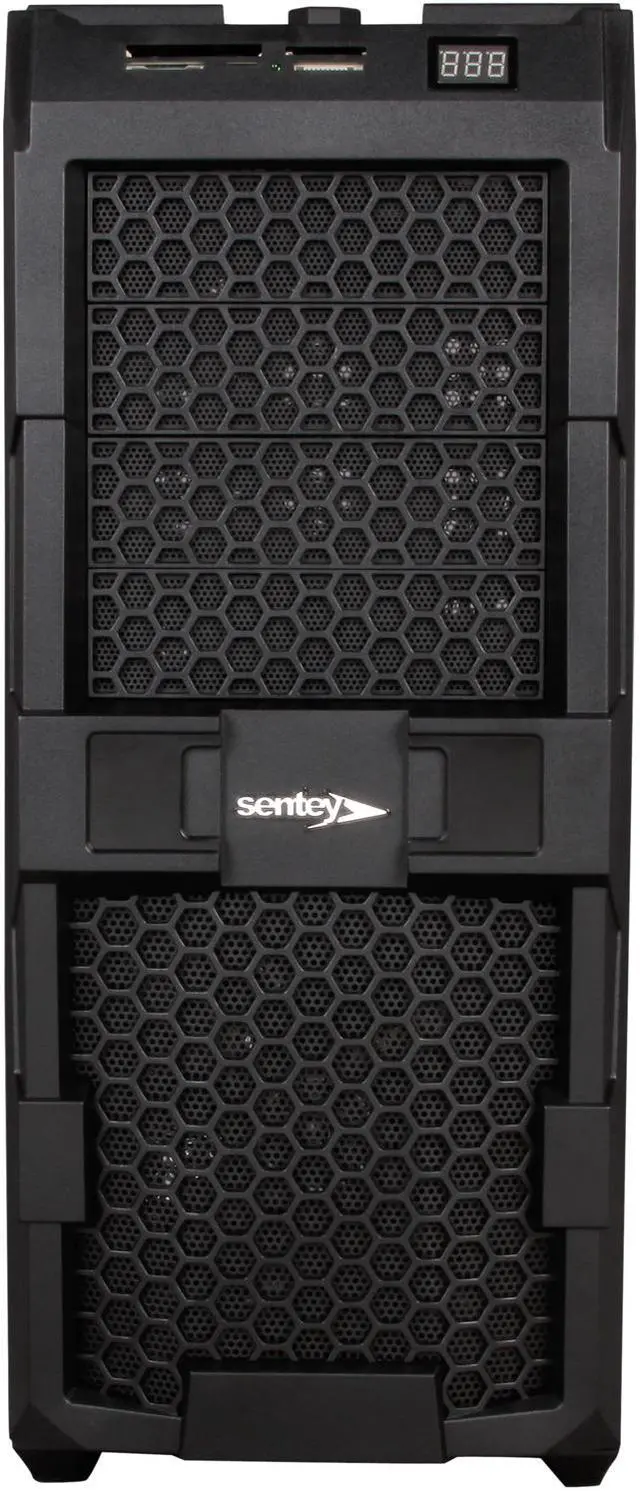 Alt view image 2 of 10 - Sentey Extreme Division GS-6700 Spider Plus Black 1mm SECC ATX Full Tower Computer Case, 1 x USB 3.0, 5 x LED Fans Included, Tool-Less, LED Temperature Display