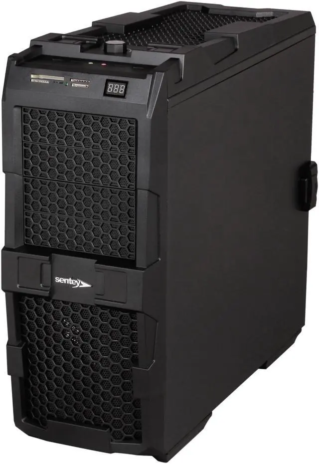 Alt view image 3 of 10 - Sentey Extreme Division GS-6700 Spider Plus Black 1mm SECC ATX Full Tower Computer Case, 1 x USB 3.0, 5 x LED Fans Included, Tool-Less, LED Temperature Display