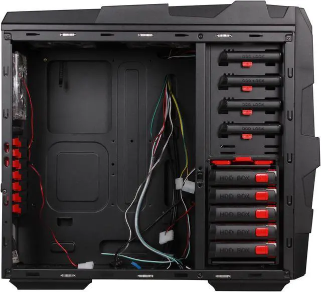 Alt view image 6 of 10 - Sentey Extreme Division GS-6700 Spider Plus Black 1mm SECC ATX Full Tower Computer Case, 1 x USB 3.0, 5 x LED Fans Included, Tool-Less, LED Temperature Display