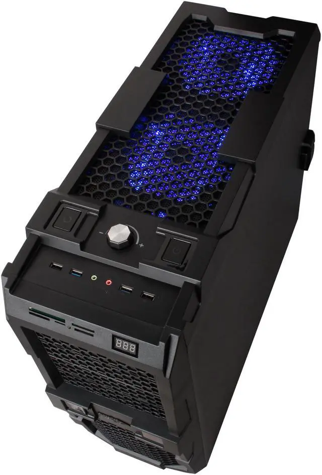 Alt view image 8 of 10 - Sentey Extreme Division GS-6700 Spider Plus Black 1mm SECC ATX Full Tower Computer Case, 1 x USB 3.0, 5 x LED Fans Included, Tool-Less, LED Temperature Display