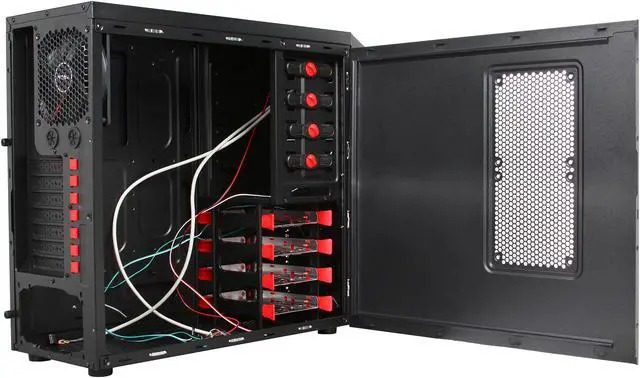Alt view image 5 of 9 - Sentey Eagle Extreme Division Tower Case - 1 x 120mm Fan Cooler / HD Audio / 2 x USB 2.0 / Removable Aluminum HDD-SSD Tray / Screwless