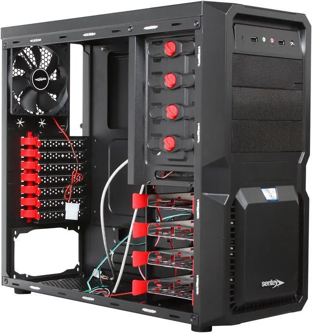 Alt view image 7 of 9 - Sentey Eagle Extreme Division Tower Case - 1 x 120mm Fan Cooler / HD Audio / 2 x USB 2.0 / Removable Aluminum HDD-SSD Tray / Screwless