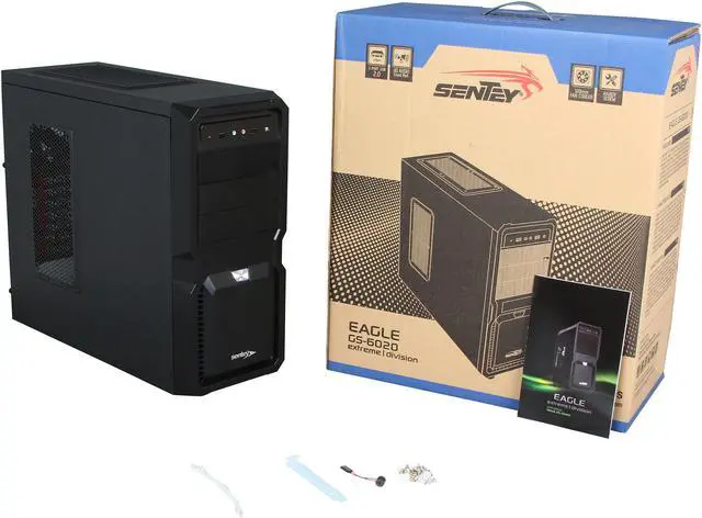 Alt view image 9 of 9 - Sentey Eagle Extreme Division Tower Case - 1 x 120mm Fan Cooler / HD Audio / 2 x USB 2.0 / Removable Aluminum HDD-SSD Tray / Screwless
