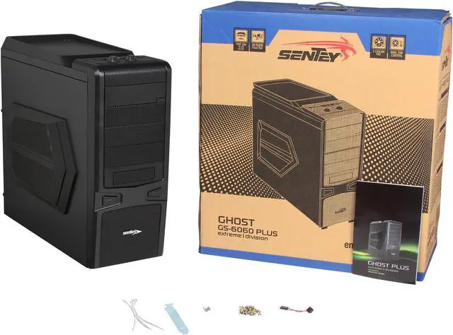 Alt view image 10 of 10 - Sentey Extreme Division GS-6060 Plus Sandy Matte Black SECC / Plastic ATX Mid Tower Computer Case