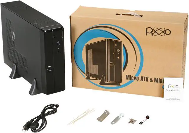 Alt view image 9 of 9 - Pixxo CI-8102H Black Micro ATX Mini Tower Computer Case w/ Card Reader 450W Power Supply