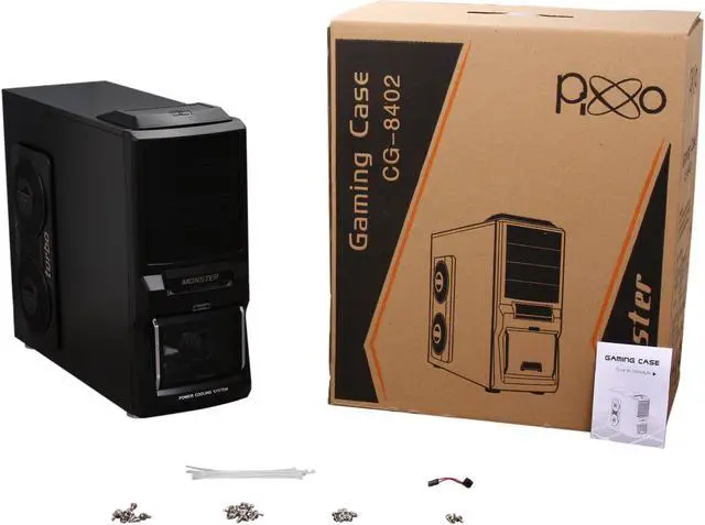 Alt view image 10 of 10 - Pixxo CG-8402 Black SECC 0.6mm ATX Mid Tower Computer Gaming Case