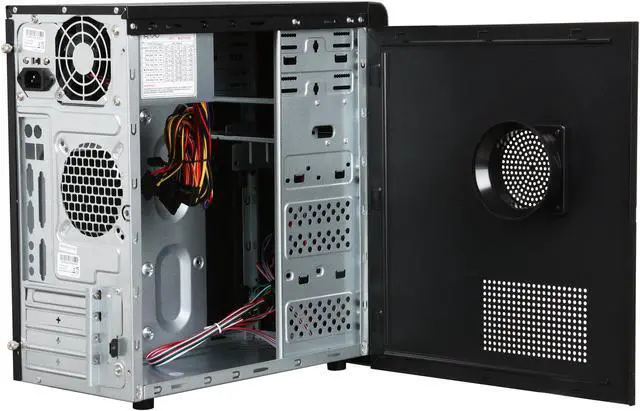 Alt view image 5 of 9 - Pixxo CM-8319HG Black Micro ATX Mid Tower Computer Case 400W Power Supply