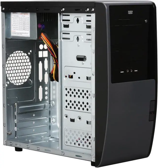 Alt view image 7 of 9 - Pixxo CM-8319HG Black Micro ATX Mid Tower Computer Case 400W Power Supply