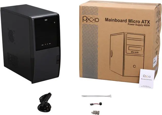 Alt view image 9 of 9 - Pixxo CM-8319HG Black Micro ATX Mid Tower Computer Case 400W Power Supply